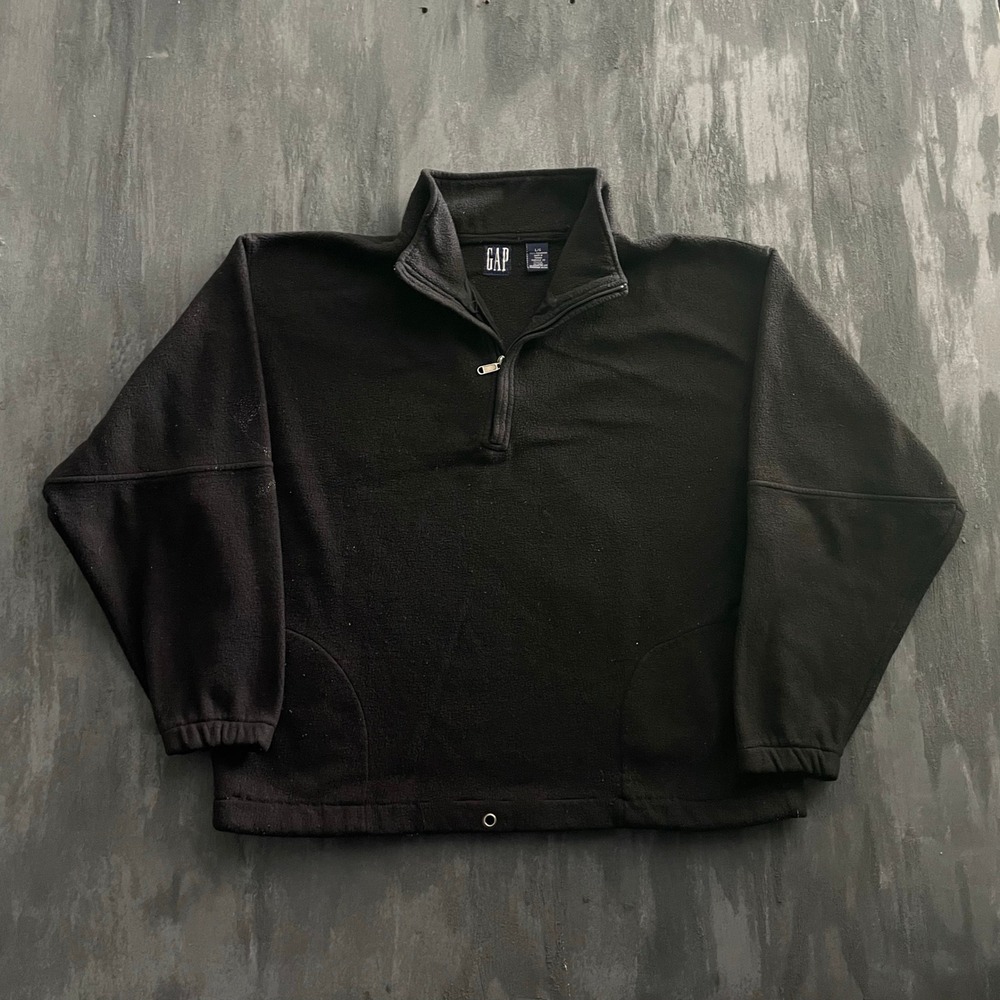 Vintage GAP Blank 1/4 Zip Fleece Pullover‎ Mens Large Black 1990s Gap